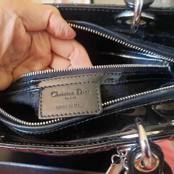 Lady Dior black patent silver hw large bag - Picture 9 of 10